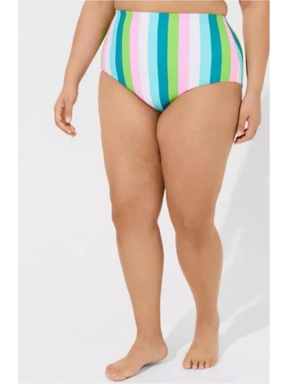 NWT TORRID | High Waist Smooth Swim Bikini Bottom Swimsuit Sz. 4 or a 4x Stripes